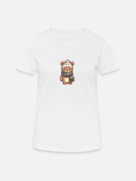 Niedlicher Bär im festlichen Winter-Look! - Frauen T-Shirt atmungsaktiv - Weiß