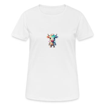 Roboter Kuh - Frauen T-Shirt atmungsaktiv - Weiß - Vorne - AI Model Female 172 dark (172cm)
