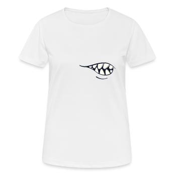 Abbildung Celka Mund Grimasse grr v1 - Frauen T-Shirt atmungsaktiv - Weiß - Vorne - AI Model Female 172 dark (172cm)