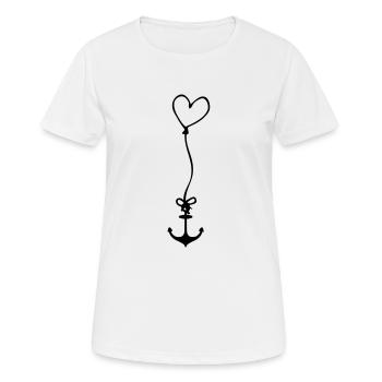 Anker mit Herz am Seil - Frauen T-Shirt atmungsaktiv - Weiß - Vorne - AI Model Female 172 dark (172cm)