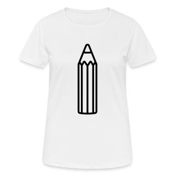 Bleistift - Frauen T-Shirt atmungsaktiv - Weiß - Vorne - AI Model Female 172 dark (172cm)