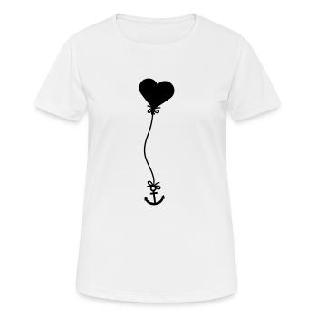 ancre coeur ballon mouche ciel amour bateau sc - T-shirt respirant Femme - blanc - Devant - AI Model Female 172 dark (172cm)