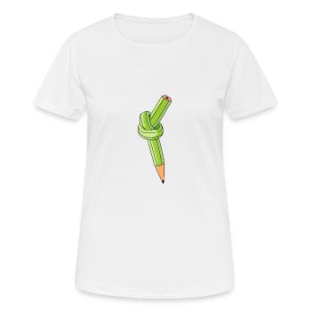 Bleistift - Frauen T-Shirt atmungsaktiv - Weiß - Vorne - AI Model Female 172 dark (172cm)