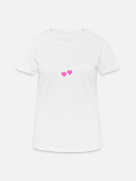 2herzen rosa - Frauen T-Shirt atmungsaktiv - Weiß