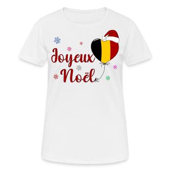 Joyeux Noel Weihnachten Belgien Flagge - Frauen T-Shirt atmungsaktiv - Weiß - Vorne - AI Model Female 172 dark (172cm)