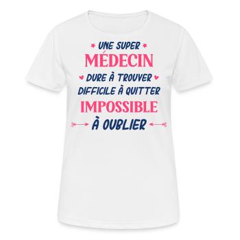 médecin - T-shirt respirant Femme - blanc - Devant - AI Model Female 172 dark (172cm)
