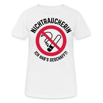Nichtraucherin – Ich Hab’s Geschafft! (2C) - Frauen T-Shirt atmungsaktiv - Weiß - Vorne - AI Model Female 172 dark (172cm)