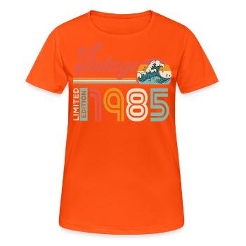 1985 Geburtstagsgeschenk Geboren 1985 - Frauen T-Shirt atmungsaktiv - Neonorange - Vorne - AI Model Female 172 dark (172cm)