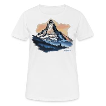 Matterhorn Souvenir Andenken Online-Shop - Frauen T-Shirt atmungsaktiv - Weiß - Vorne - AI Model Female 172 dark (172cm)