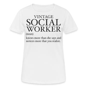 Vintage Social Worker - T-shirt respirant Femme - blanc - Devant - AI Model Female 172 dark (172cm)