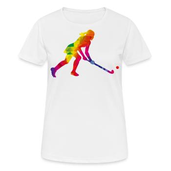 Hockey Frauen Hockeyspielerin Bunt - Frauen T-Shirt atmungsaktiv - Weiß - Vorne - AI Model Female 172 dark (172cm)