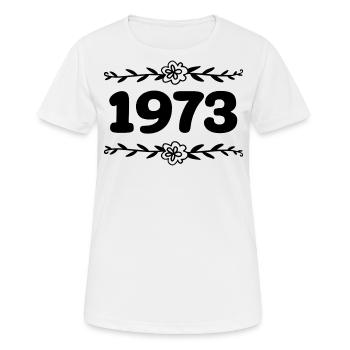 1973 Jahrgang 1973 Retro 1973 Jubiläum 1973 - Frauen T-Shirt atmungsaktiv - Weiß - Vorne - AI Model Female 172 dark (172cm)
