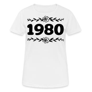 1980 Jahrgang 1980 Retro 1980 Jubiläum 1980 - Frauen T-Shirt atmungsaktiv - Weiß - Vorne - AI Model Female 172 dark (172cm)