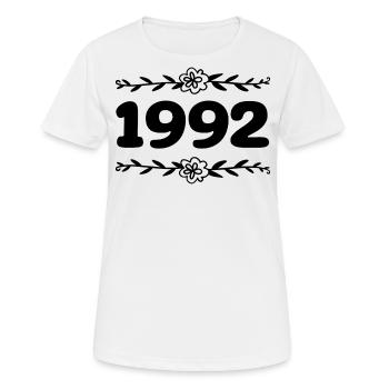 1992 Jahrgang 1992 Retro 1992 Jubiläum 1992 - Frauen T-Shirt atmungsaktiv - Weiß - Vorne - AI Model Female 172 dark (172cm)
