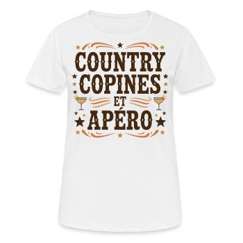 Country Copines Et Apéro Femme Humour - T-shirt respirant Femme - blanc - Devant - AI Model Female 172 dark (172cm)