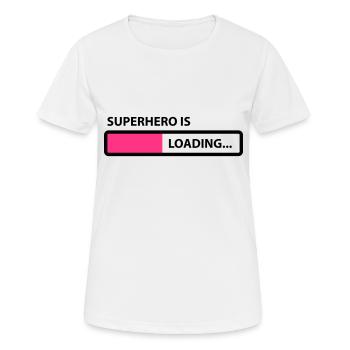 superhero is loading - T-shirt respirant Femme - blanc - Devant - AI Model Female 172 dark (172cm)