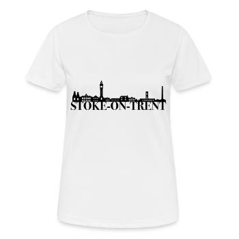 Stoke On Trent England Skyline Geschenk Idee UK - Frauen T-Shirt atmungsaktiv - Weiß - Vorne - AI Model Female 172 dark (172cm)