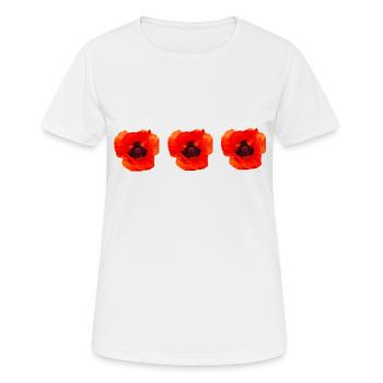 Mohn - Frauen T-Shirt atmungsaktiv - Weiß - Vorne - AI Model Female 172 dark (172cm)