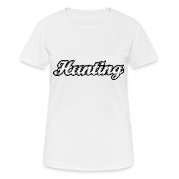 Chasse, typographie, noir et blanc - T-shirt respirant Femme - blanc - Devant - AI Model Female 172 dark (172cm)