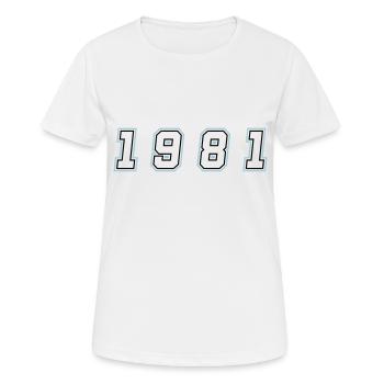 Numéro de l’année 1981 - T-shirt respirant Femme - blanc - Devant - AI Model Female 172 dark (172cm)