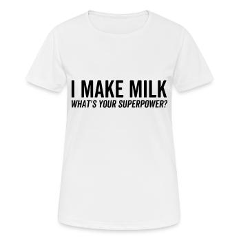 Je fais du lait Quel est ton superpouvoir - T-shirt respirant Femme - blanc - Devant - AI Model Female 172 dark (172cm)
