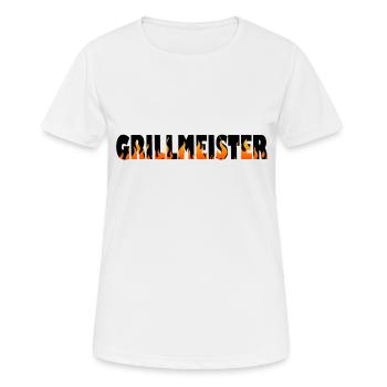 GRILLMEISTER - Frauen T-Shirt atmungsaktiv - Weiß - Vorne - AI Model Female 172 dark (172cm)