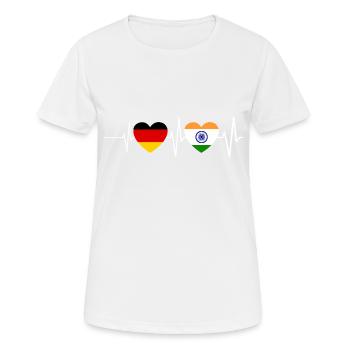 Allemagne Inde Herzschlag Drapeau Indien Inde - T-shirt respirant Femme - blanc - Devant - AI Model Female 172 dark (172cm)