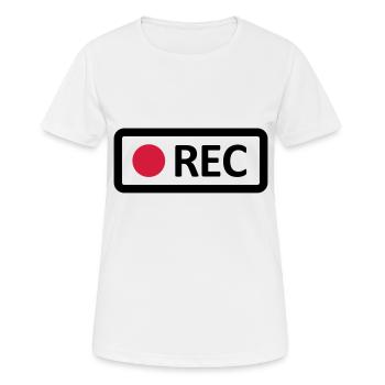 Camera REC recording button. Record, live, rec - Women's Breathable T-Shirt - white - Front - AI Model Female 172 dark (172cm)