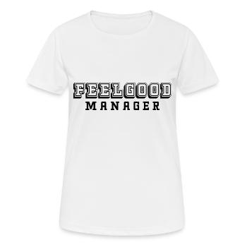 Feelgood Manager Tshirt weiss - Frauen T-Shirt atmungsaktiv - Weiß - Vorne - AI Model Female 172 dark (172cm)