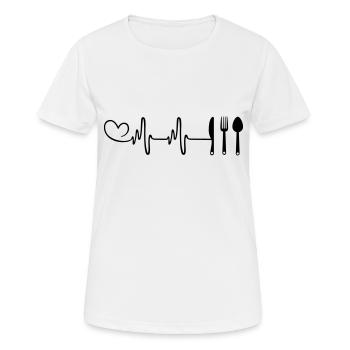Gabel Besteck Herzschlag - Frauen T-Shirt atmungsaktiv - Weiß - Vorne - AI Model Female 172 dark (172cm)