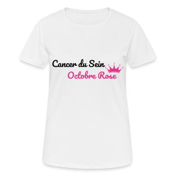 Cancer du Sein octobre rose - T-shirt respirant Femme - blanc - Devant - AI Model Female 172 dark (172cm)