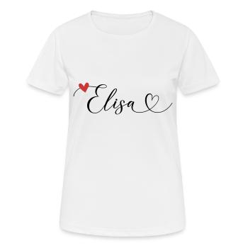 Elisa Surname First name Calligraphy Heart - Women's Breathable T-Shirt - white - Front - AI Model Female 172 dark (172cm)