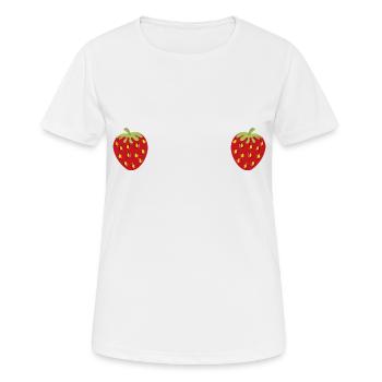Erdbeere 2 - Frauen T-Shirt atmungsaktiv - Weiß - Vorne - AI Model Female 172 dark (172cm)