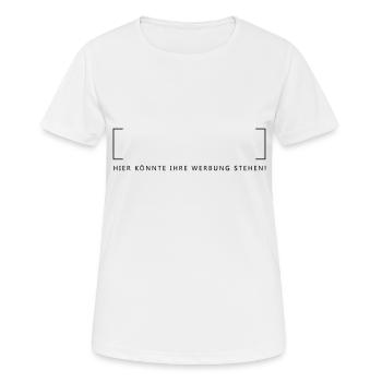 Werbung - Frauen T-Shirt atmungsaktiv - Weiß - Vorne - AI Model Female 172 dark (172cm)