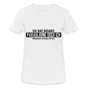 paragliding oder ich - Frauen T-Shirt atmungsaktiv - Weiß - Vorne - AI Model Female 172 dark (172cm)