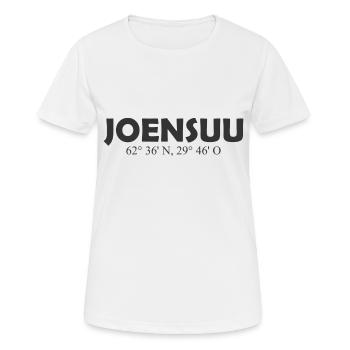Joensuu - Finland - Coordinates Longitude Latitude - Women's Breathable T-Shirt - white - Front - AI Model Female 172 dark (172cm)