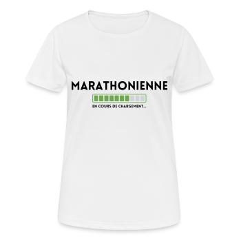 Marathonienne en cours de chargement - T-shirt respirant Femme - blanc - Devant - AI Model Female 172 dark (172cm)