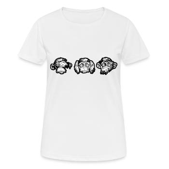 Les trois singes - T-shirt respirant Femme - blanc - Devant - AI Model Female 172 dark (172cm)