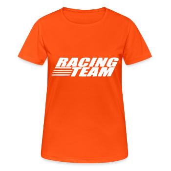 Racing Team white - Women's Breathable T-Shirt - neon orange - Front - AI Model Female 172 dark (172cm)