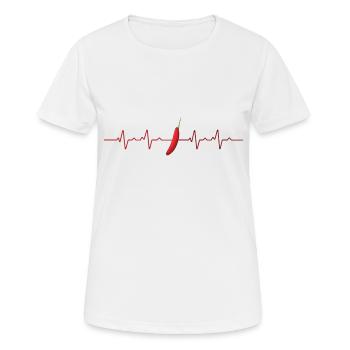 Herzschlag Chilischote Chili Pepperoni Koch hot - Frauen T-Shirt atmungsaktiv - Weiß - Vorne - AI Model Female 172 dark (172cm)