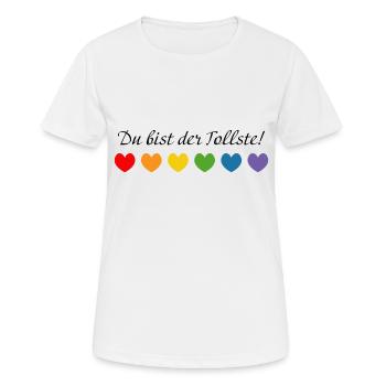 Regenbogenherzchen du bist der tollste - Frauen T-Shirt atmungsaktiv - Weiß - Vorne - AI Model Female 172 dark (172cm)