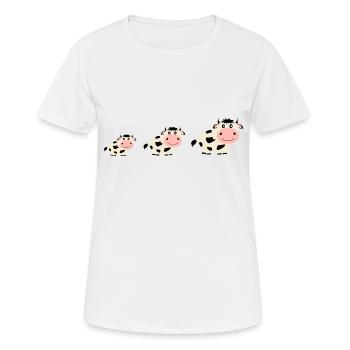 Kuh Kühe Comic Geschenk Bauern Landwirte - Frauen T-Shirt atmungsaktiv - Weiß - Vorne - AI Model Female 172 dark (172cm)