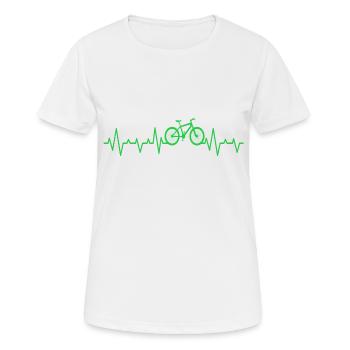 ECG des battements cardiaques de vélo - T-shirt respirant Femme - blanc - Devant - AI Model Female 172 dark (172cm)