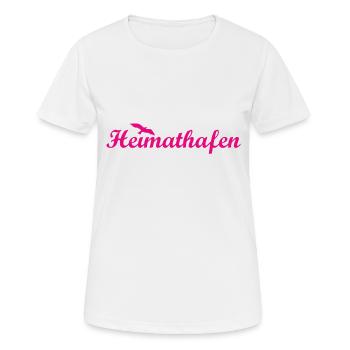 Heimathafen - Küste - Nordsee - Ostsee Strand Möwe - Frauen T-Shirt atmungsaktiv - Weiß - Vorne - AI Model Female 172 dark (172cm)