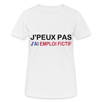 Ich kann nicht, ich habe einen fiktiven Job - Frauen T-Shirt atmungsaktiv - Weiß - Vorne - AI Model Female 172 dark (172cm)