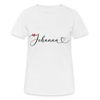 Johanna Nom Prénom Calligraphie coeur - T-shirt respirant Femme - blanc - Devant - AI Model Female 172 dark (172cm)