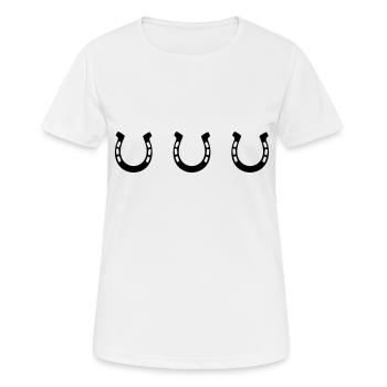 pferde hufeisen - Frauen T-Shirt atmungsaktiv - Weiß - Vorne - AI Model Female 172 dark (172cm)