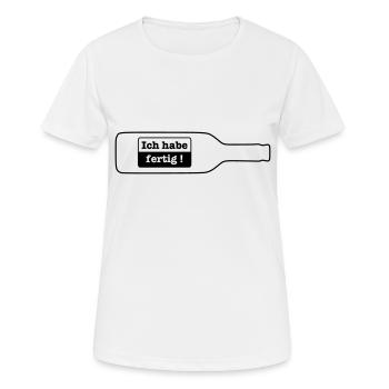 Ich habe fertig - Flasche leer - Frauen T-Shirt atmungsaktiv - Weiß - Vorne - AI Model Female 172 dark (172cm)