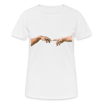 The Creation of Adam Michelangelo - Women's Breathable T-Shirt - white - Front - AI Model Female 172 dark (172cm)