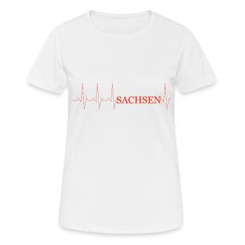 Sachsen - Frauen T-Shirt atmungsaktiv - Weiß - Vorne - AI Model Female 172 dark (172cm)